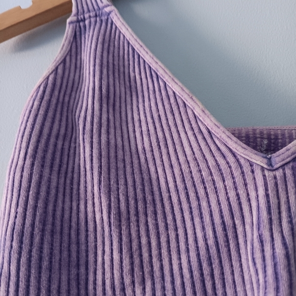 Free People Intimately cropped tank washed lavender purple seamless ribbed XS S - Picture 5 of 7